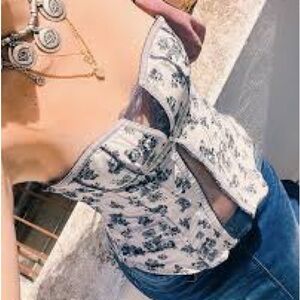 Strapless Floral Lace Corset Top in Taupe and Black